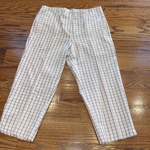 Pink black check capris